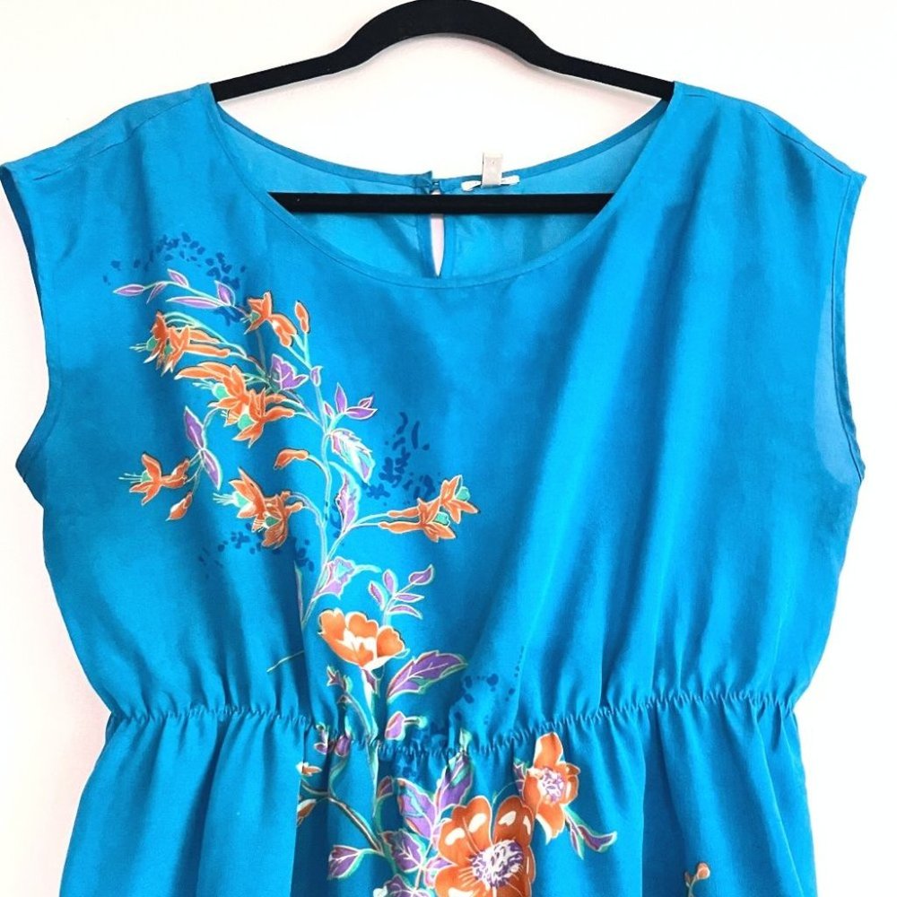 20 Bright blue sleeveless shirt dress  Sz L - Picture 3 of 8
